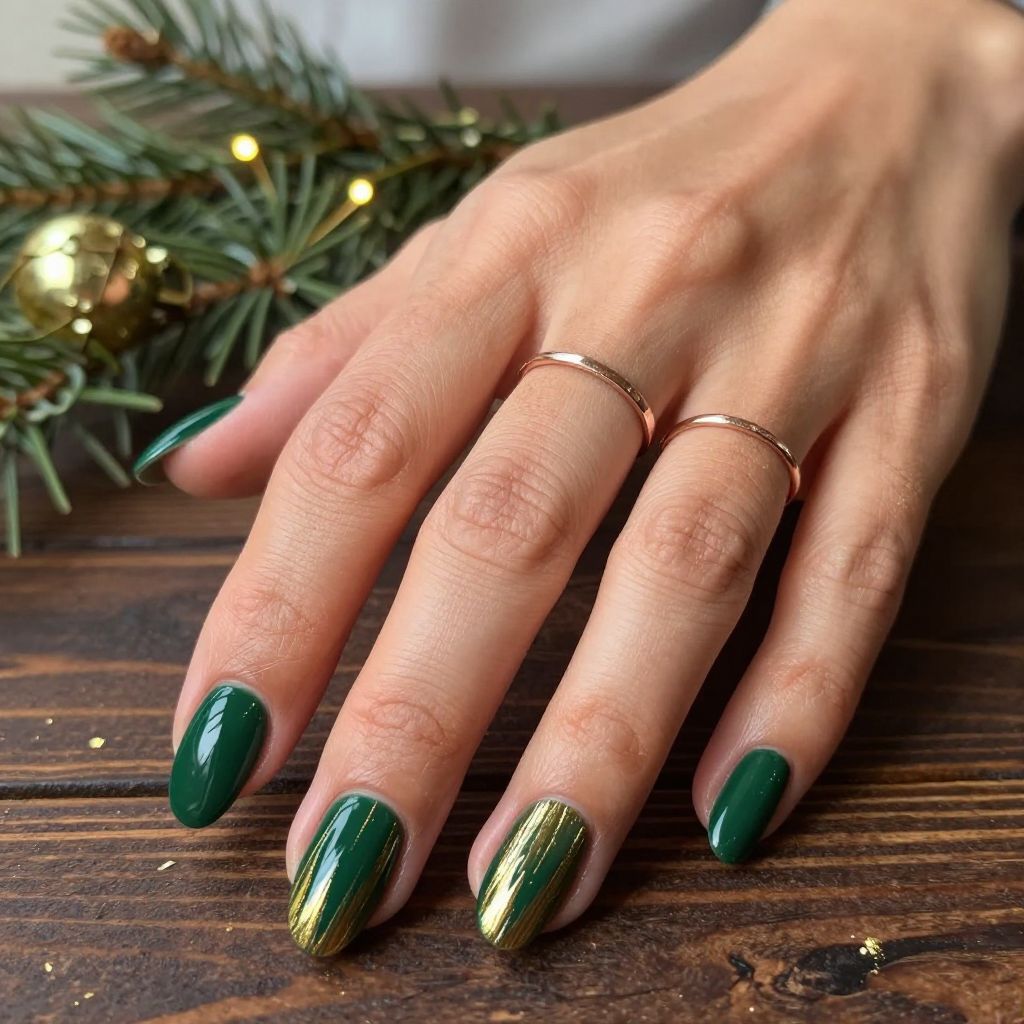 Forest Green with Gold Tinsel Effect
