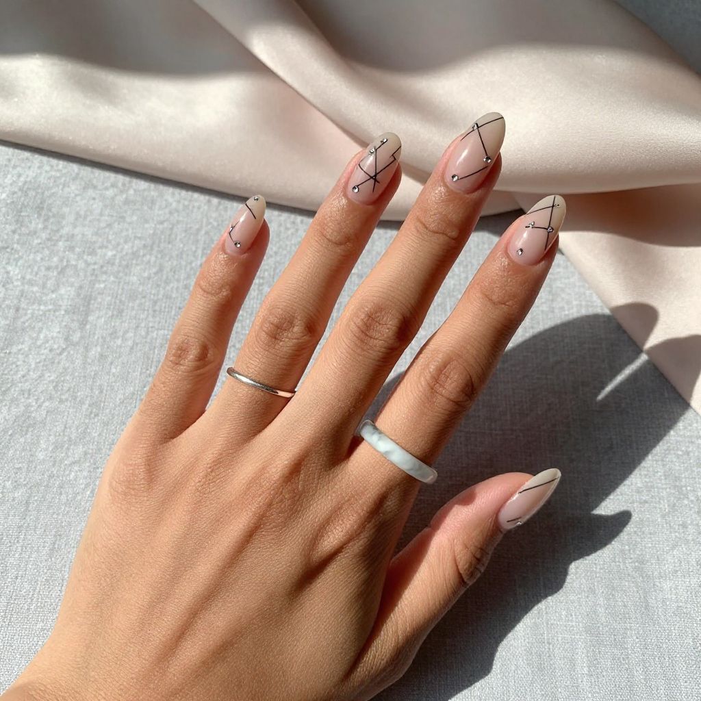 Minimalist Line Art Clear Nails