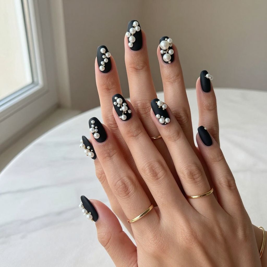 Black with White Pearl Accents