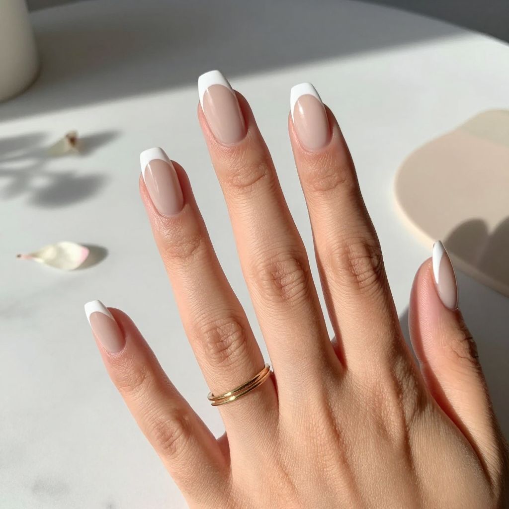 Classic French Tip Coffin Nails
