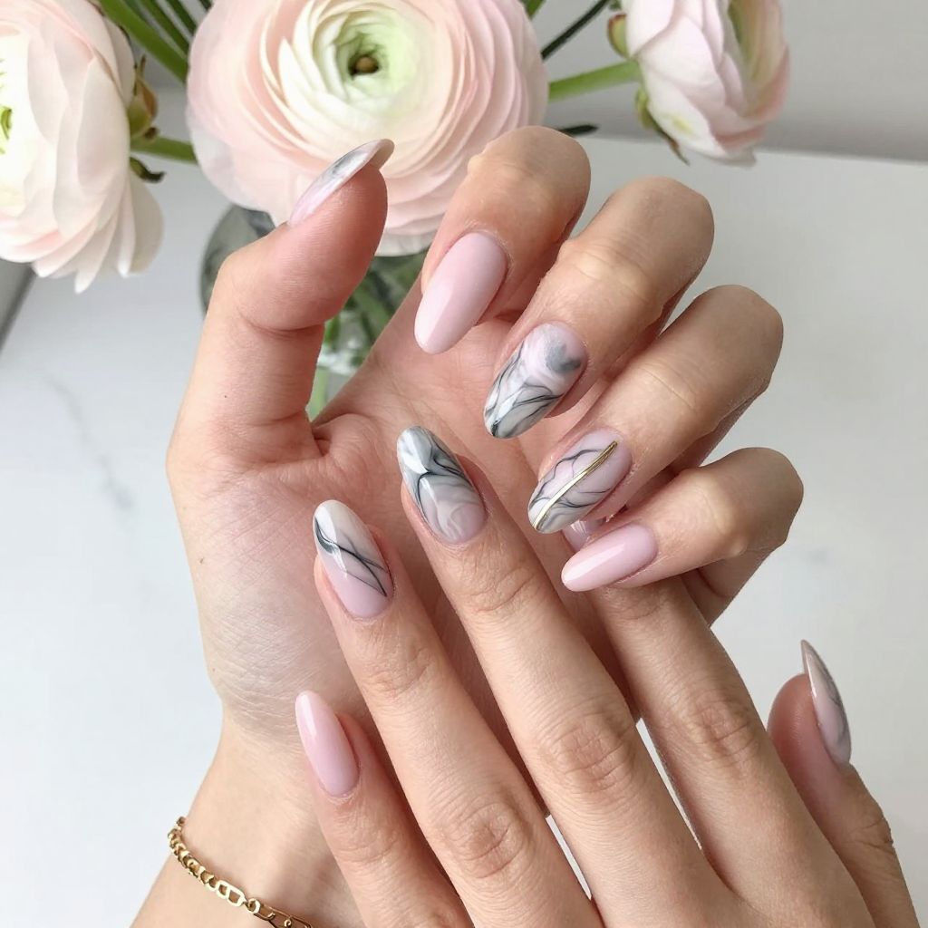 Soft Pink with Marble Swirls