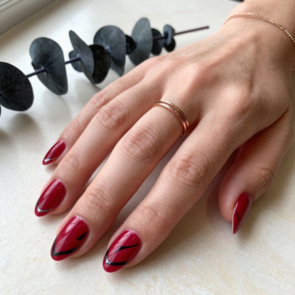 Cherry Red with Black Negative Space Coffins