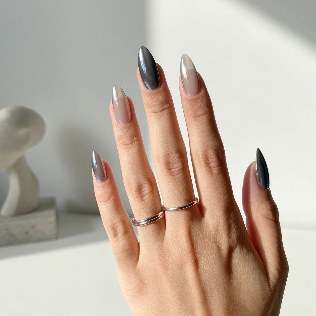 Metallic Chrome Silver Nails