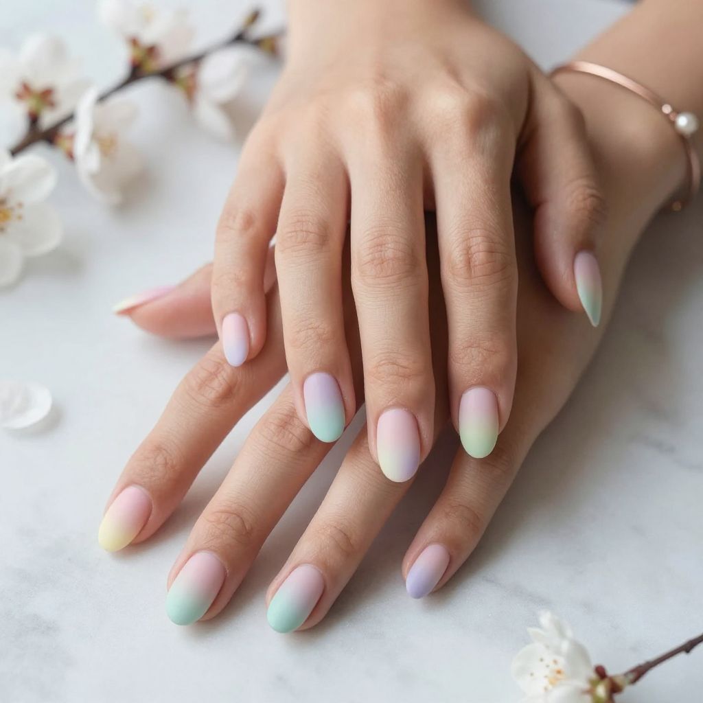 Soft Pastel Ombré Gradient Nails