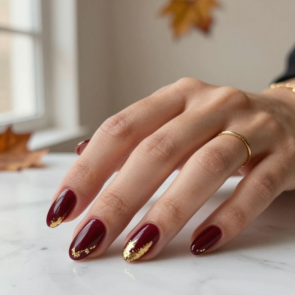 Deep Burgundy With Gold Foil Accents