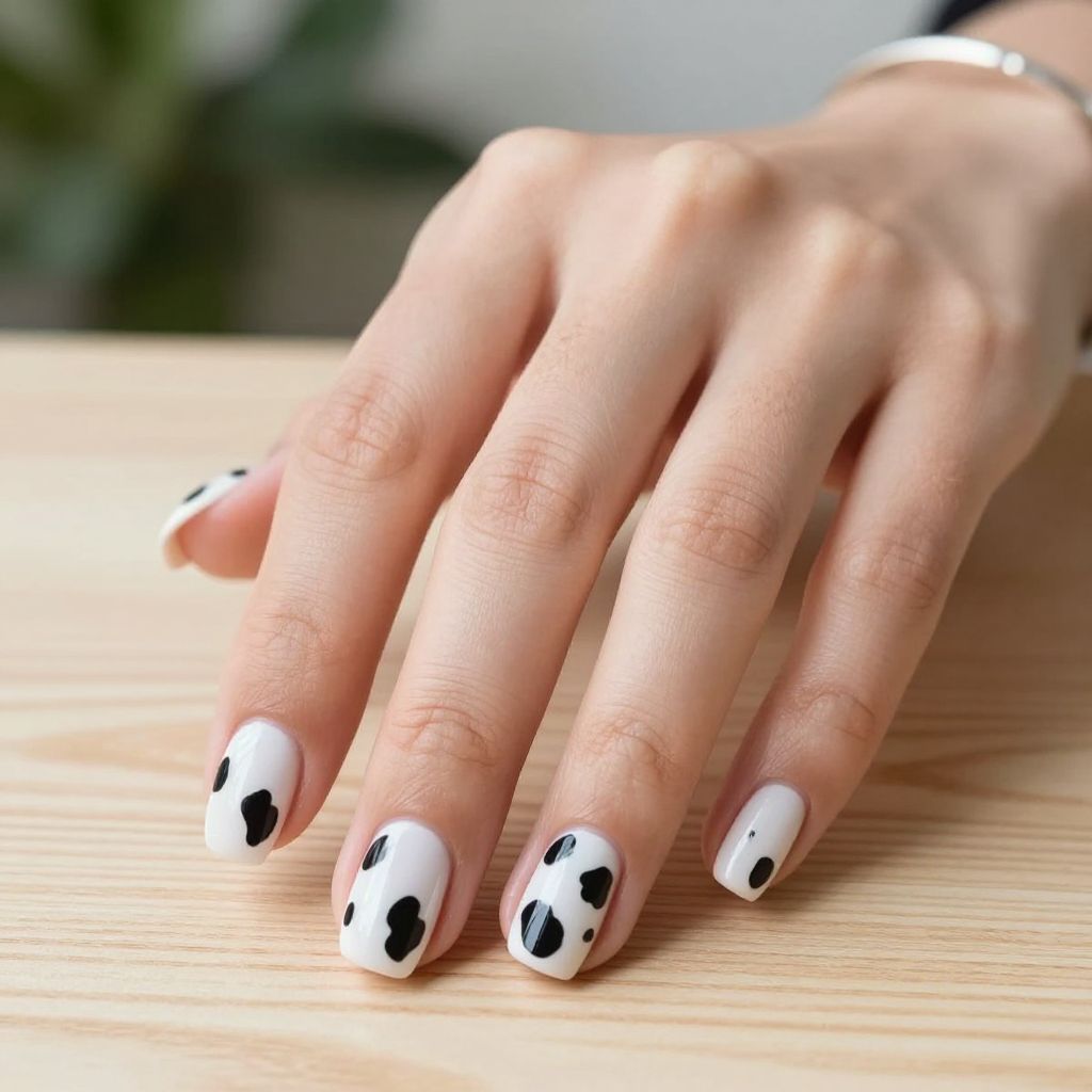Cow print nails idea 1