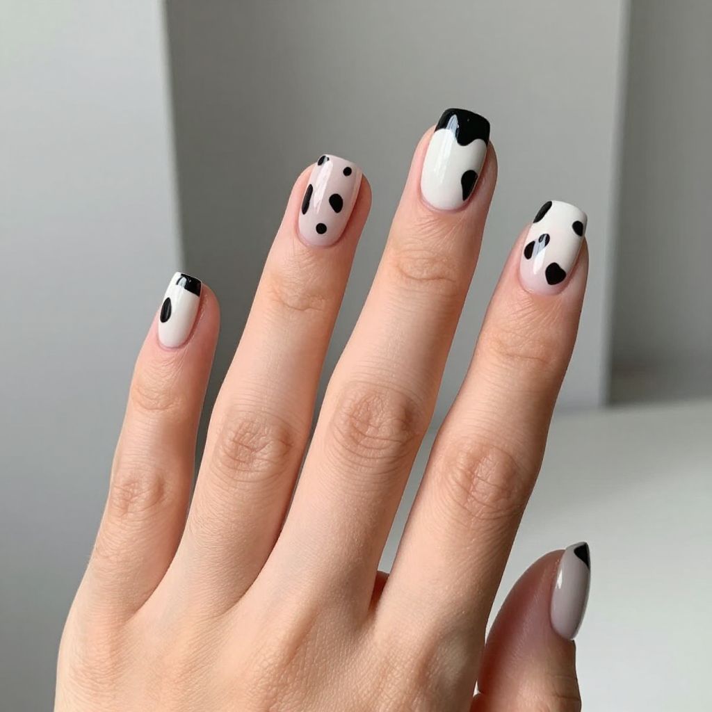Cow print nails idea 10