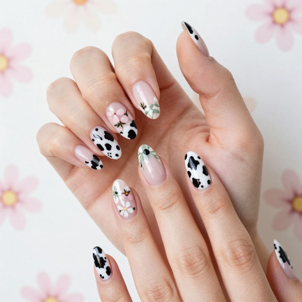 Cow print nails idea 11