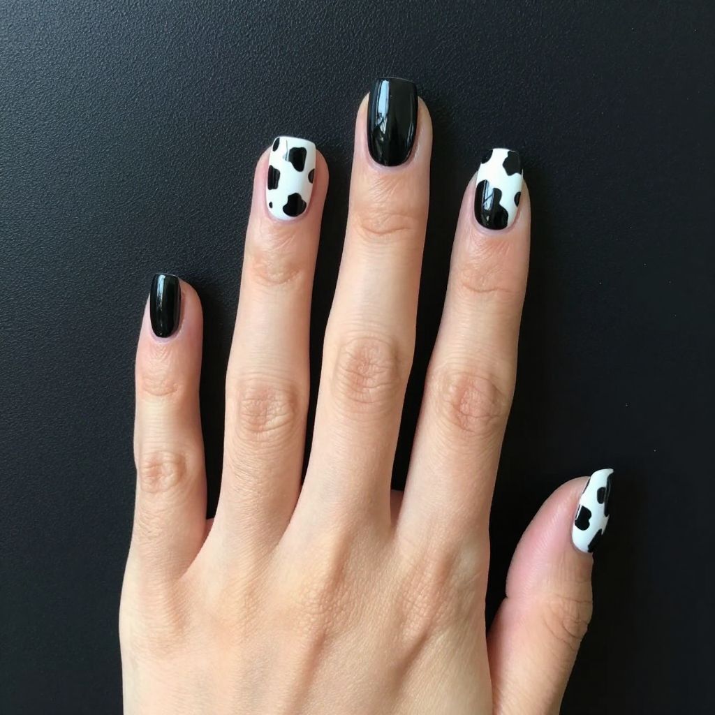 Cow print nails idea 12