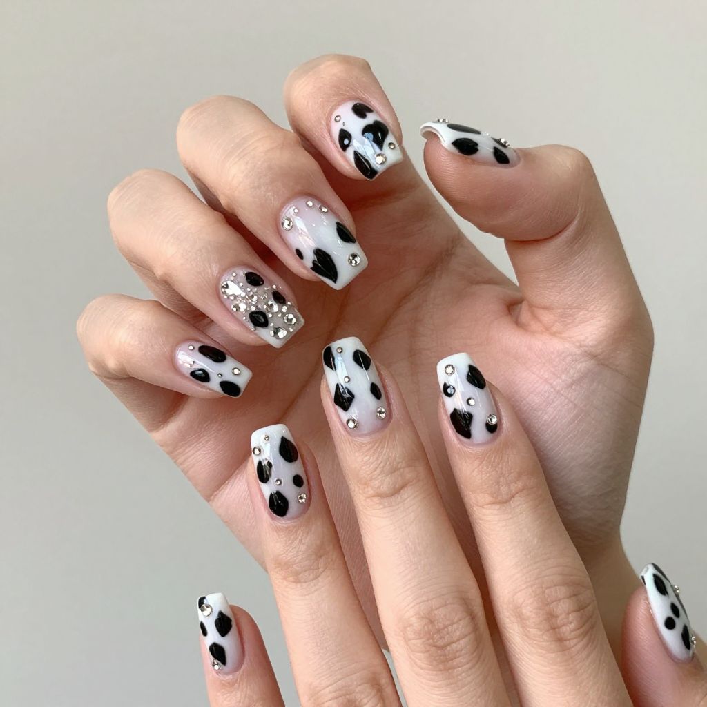 Cow print nails idea 13
