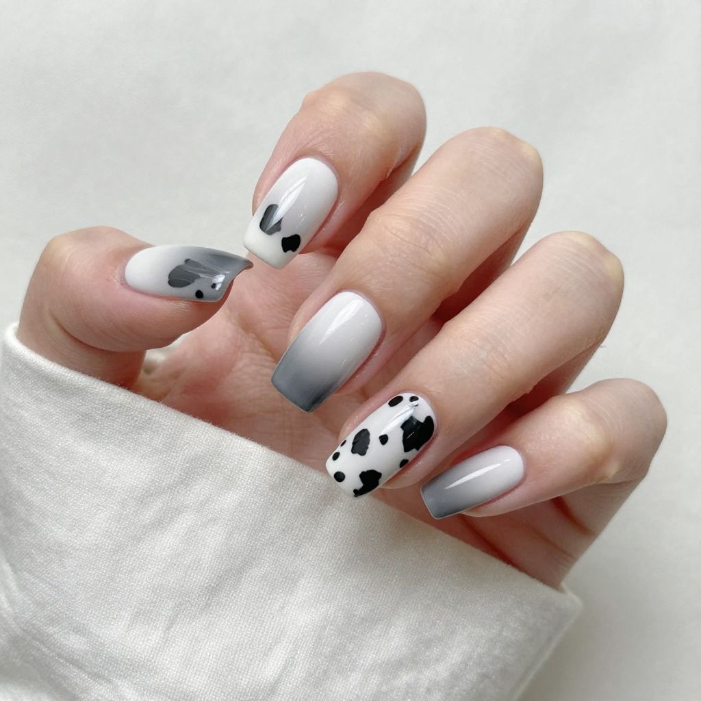 Cow print nails idea 14