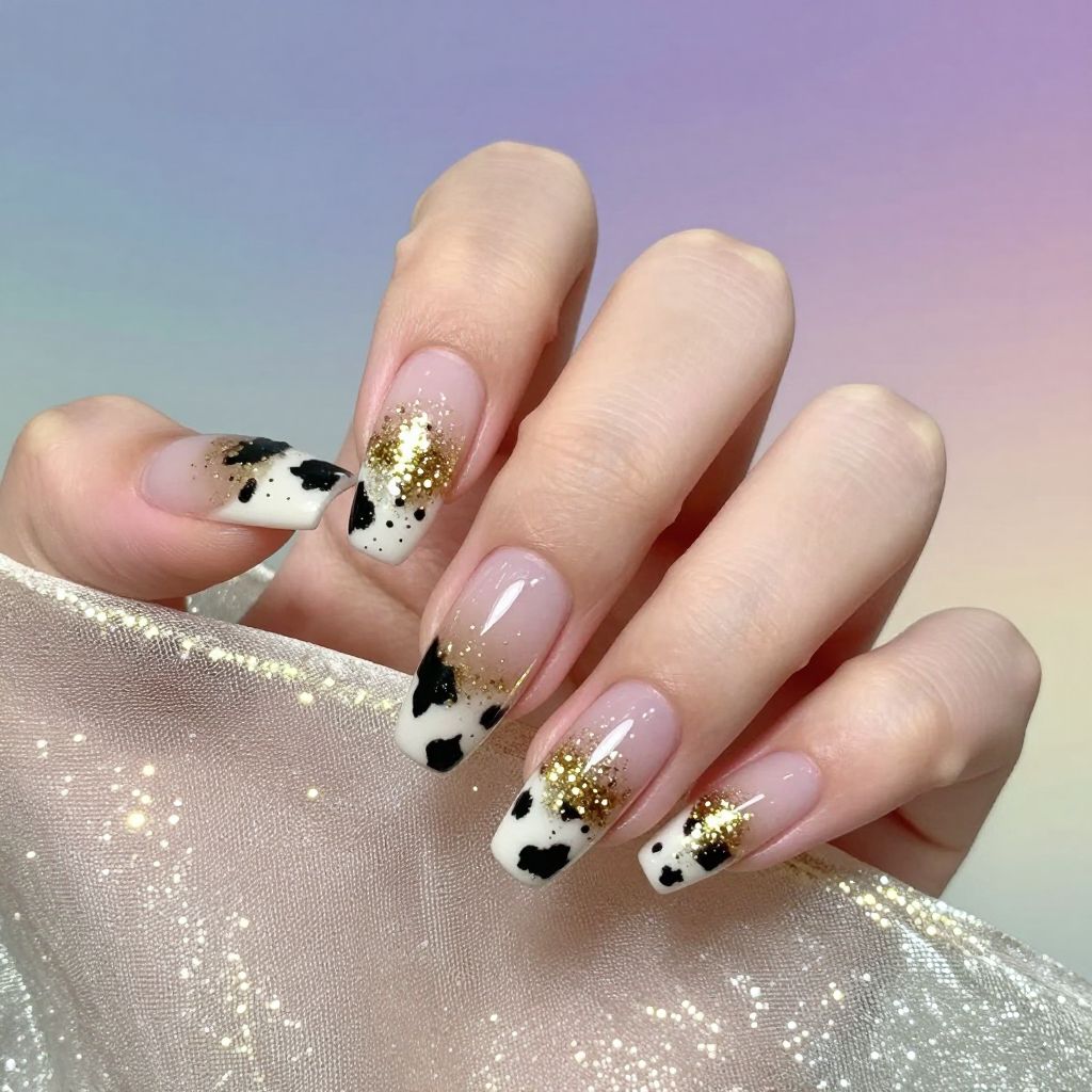 Cow print nails idea 5