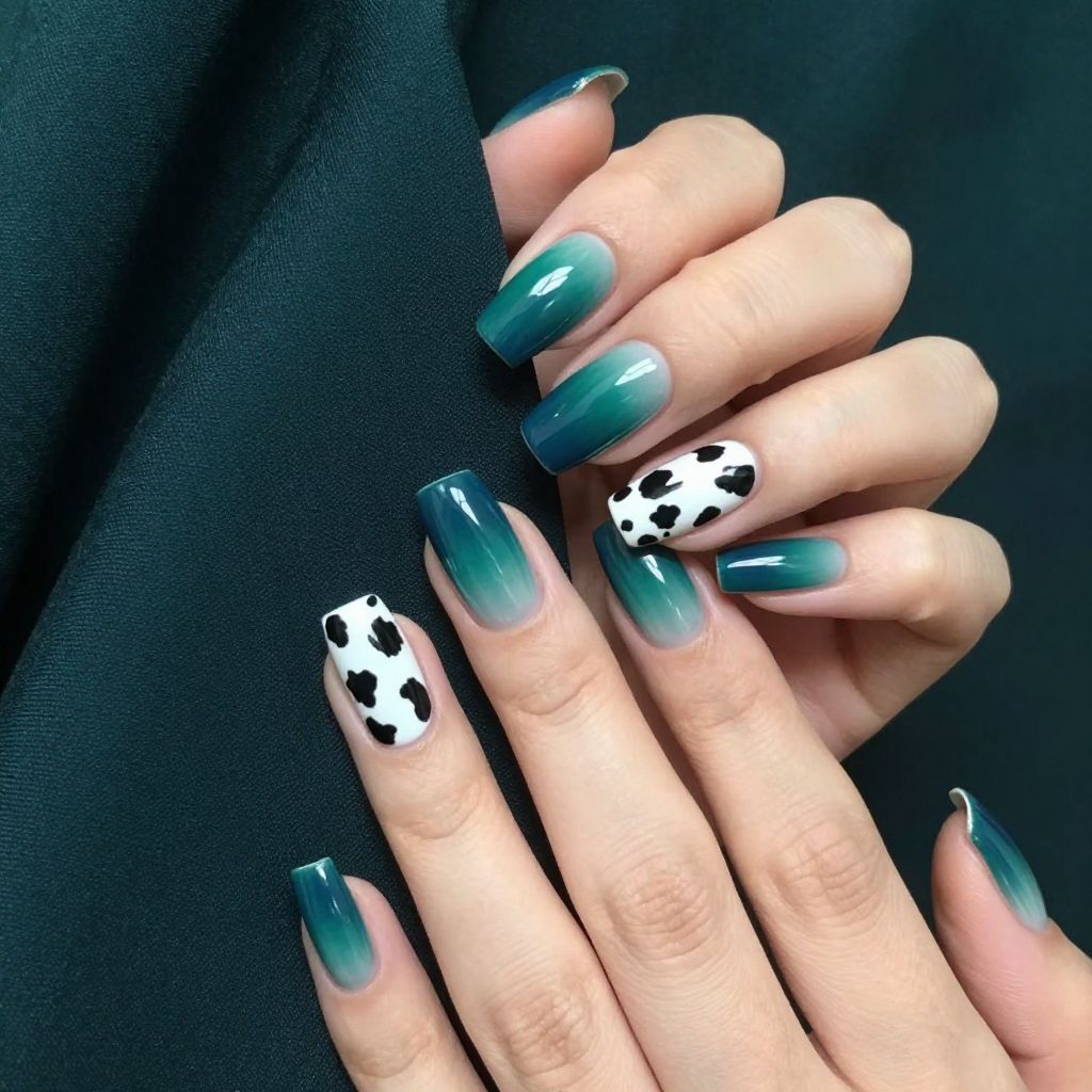 Cow print nails idea 6