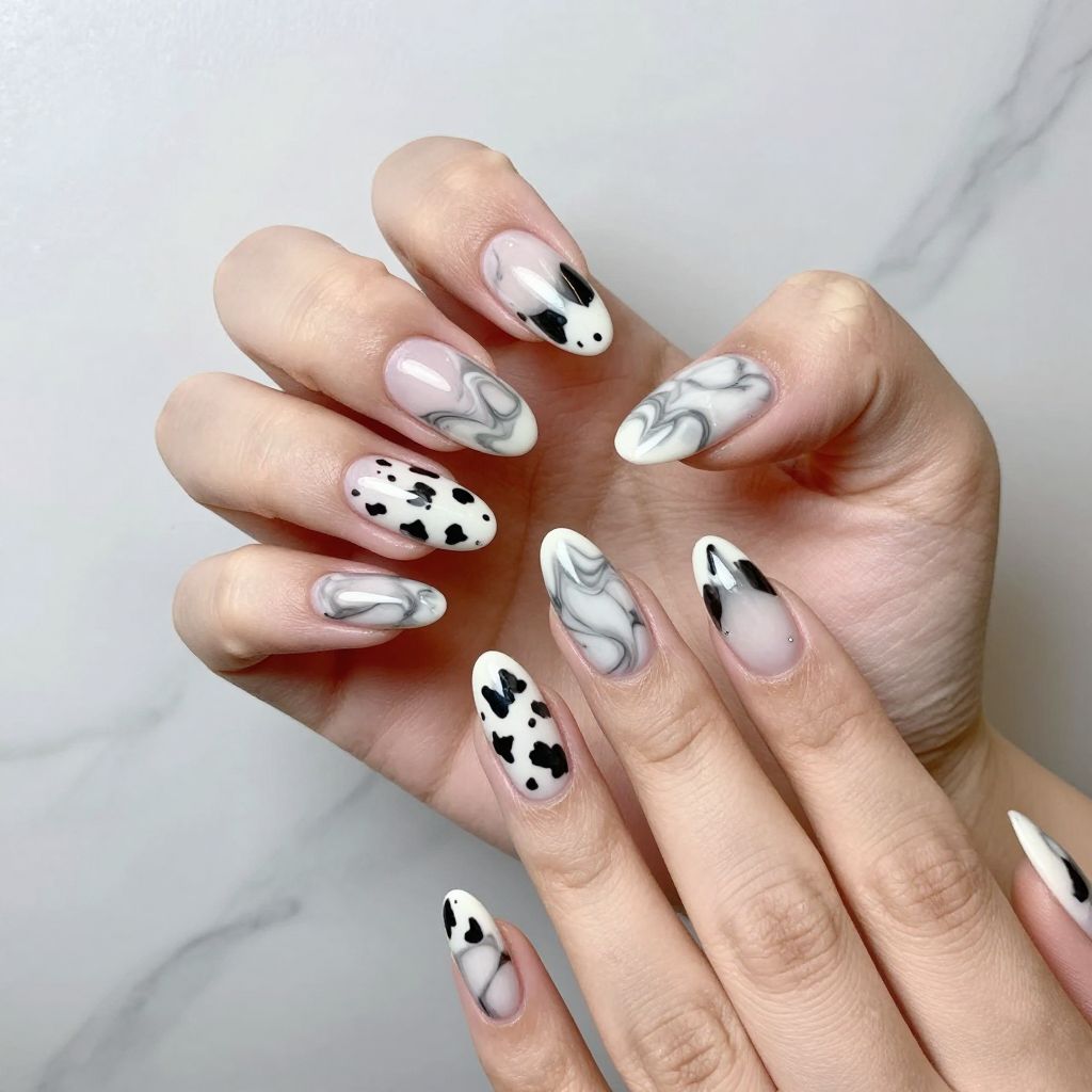 Cow print nails idea 7