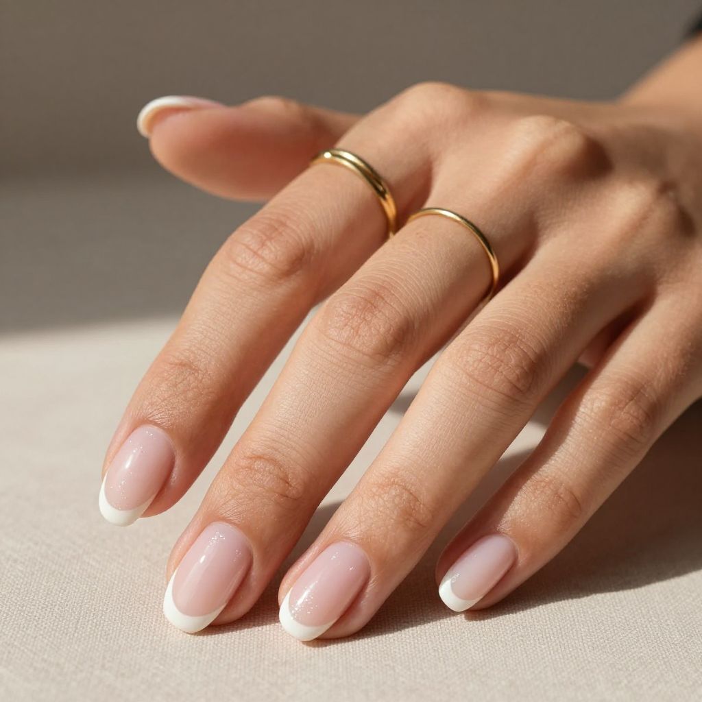 Soft Pink and White Classic French Tip Nail Design