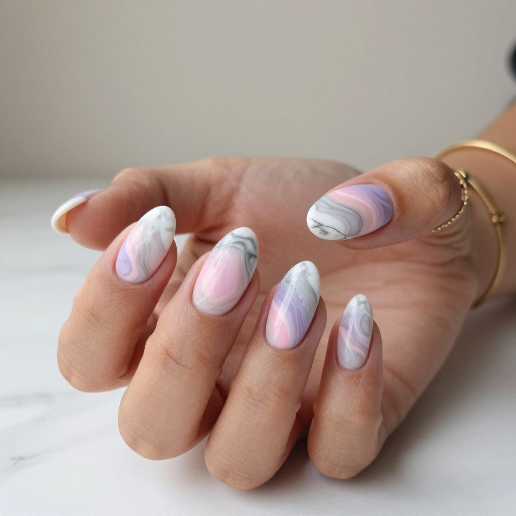 Marble French Tip Nail Design
