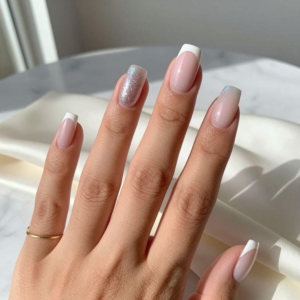 Glitter Gradient French Tip Nail Design