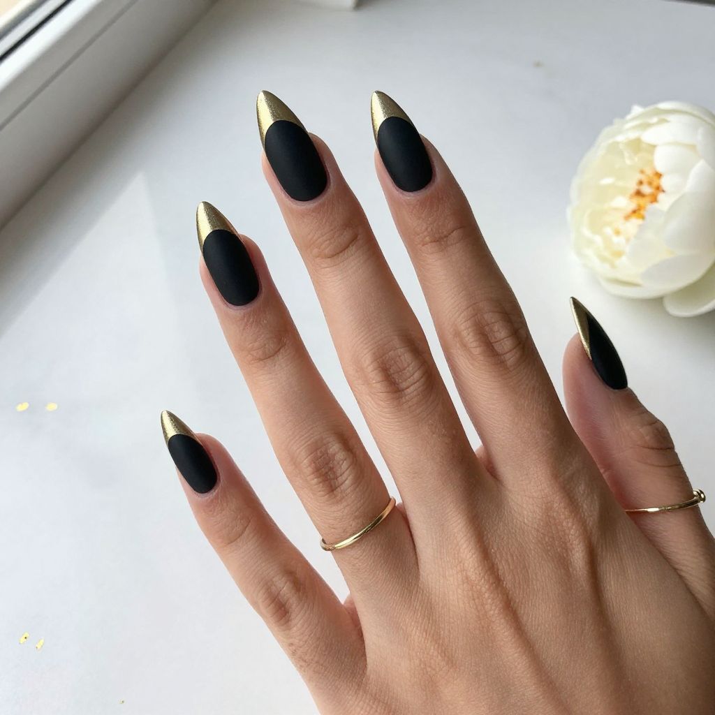 Matte Black Cat Eye Stiletto Nails