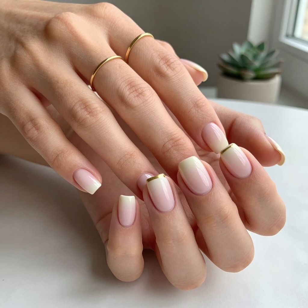 Soft Pink Ombre Gradient short nail design