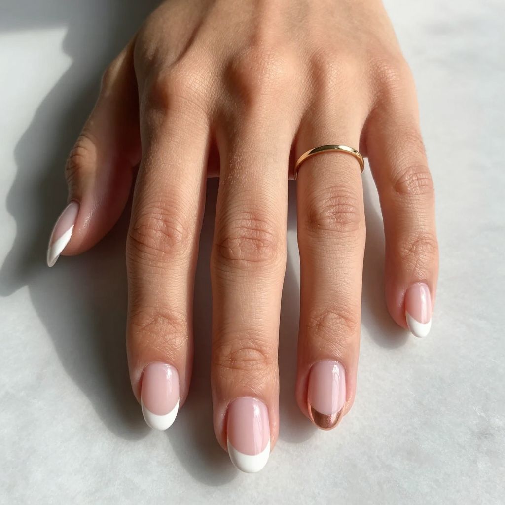 French Ombre with Gradient Tips short nail design