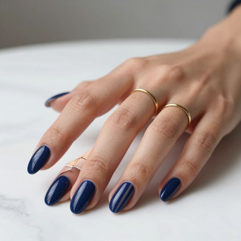 Dark blue nail design 10