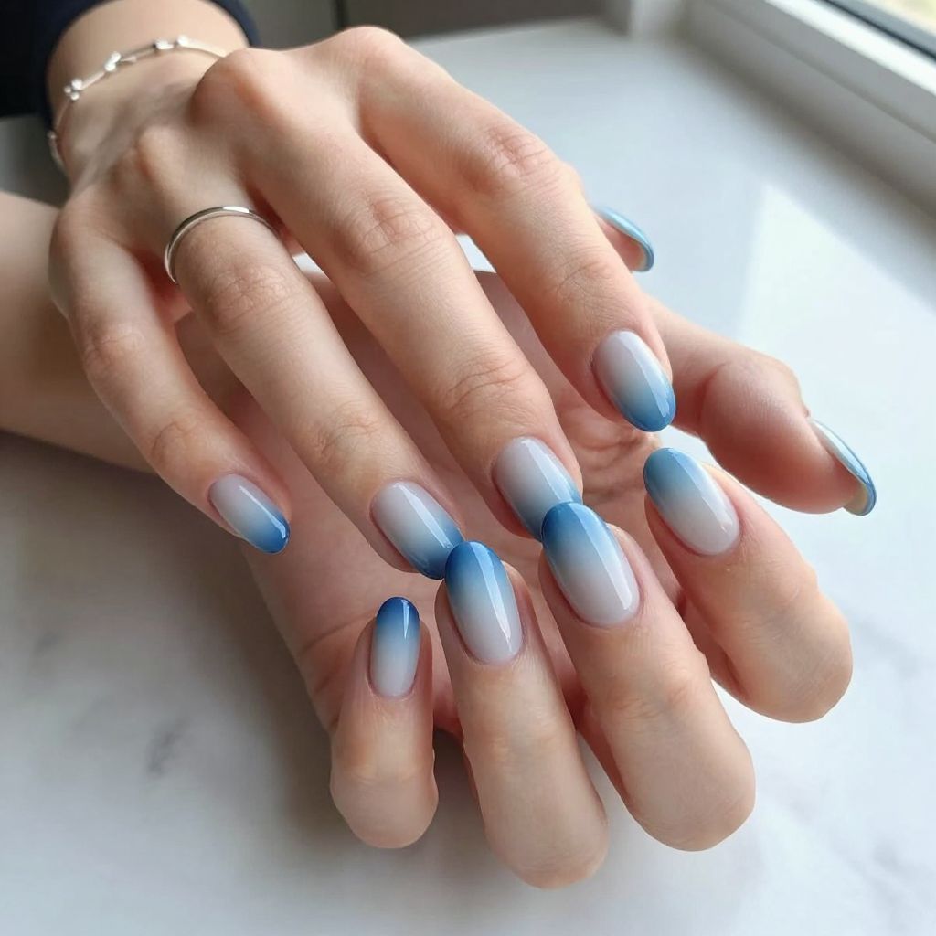 Dark blue nail design 12