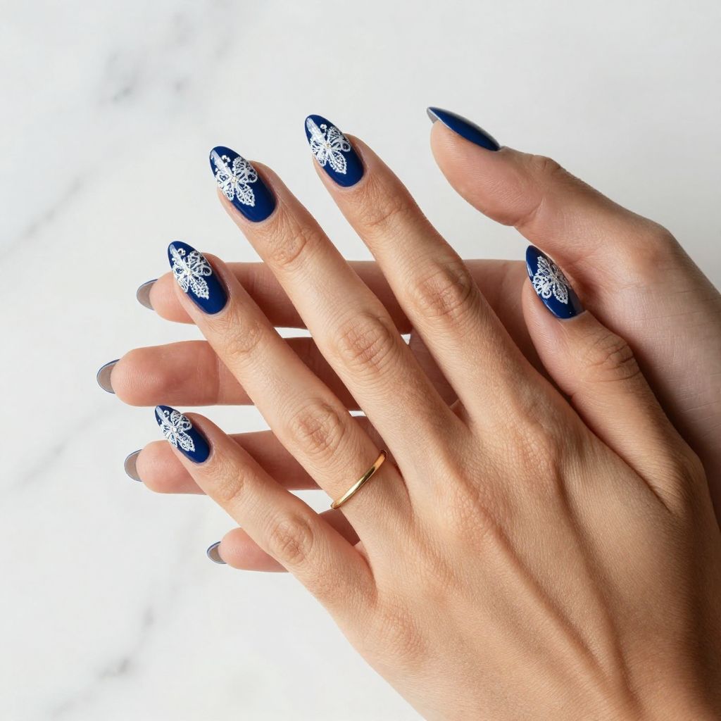 Dark blue nail design 13