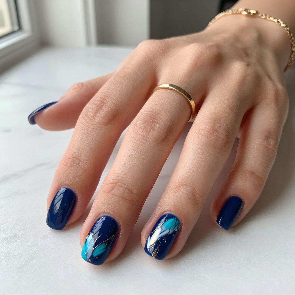 Dark blue nail design 14