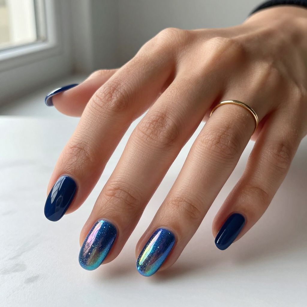 Dark blue nail design 15