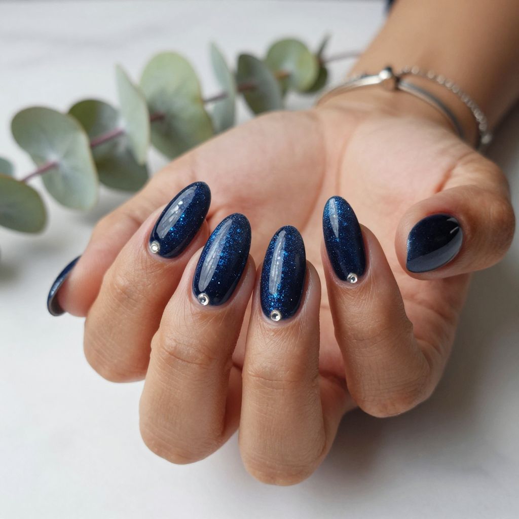 Dark blue nail design 2
