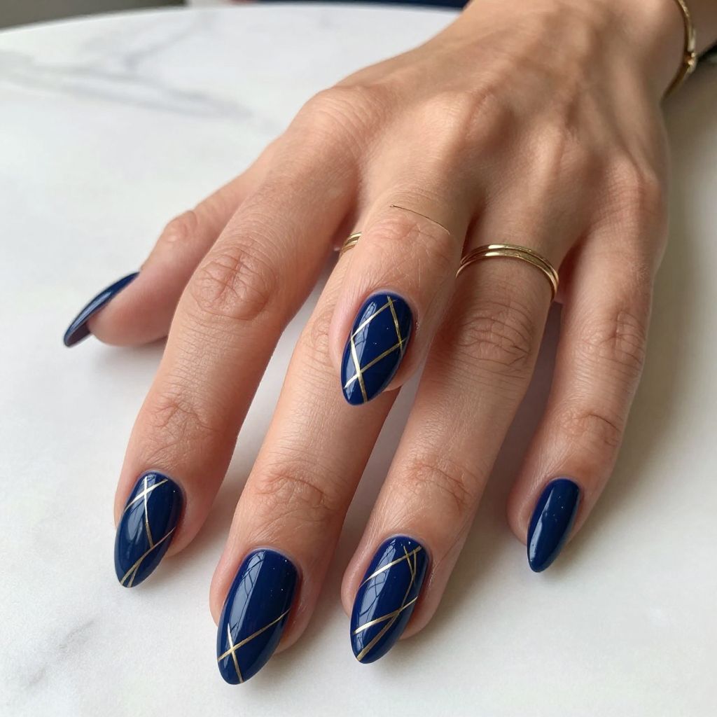 Dark blue nail design 3