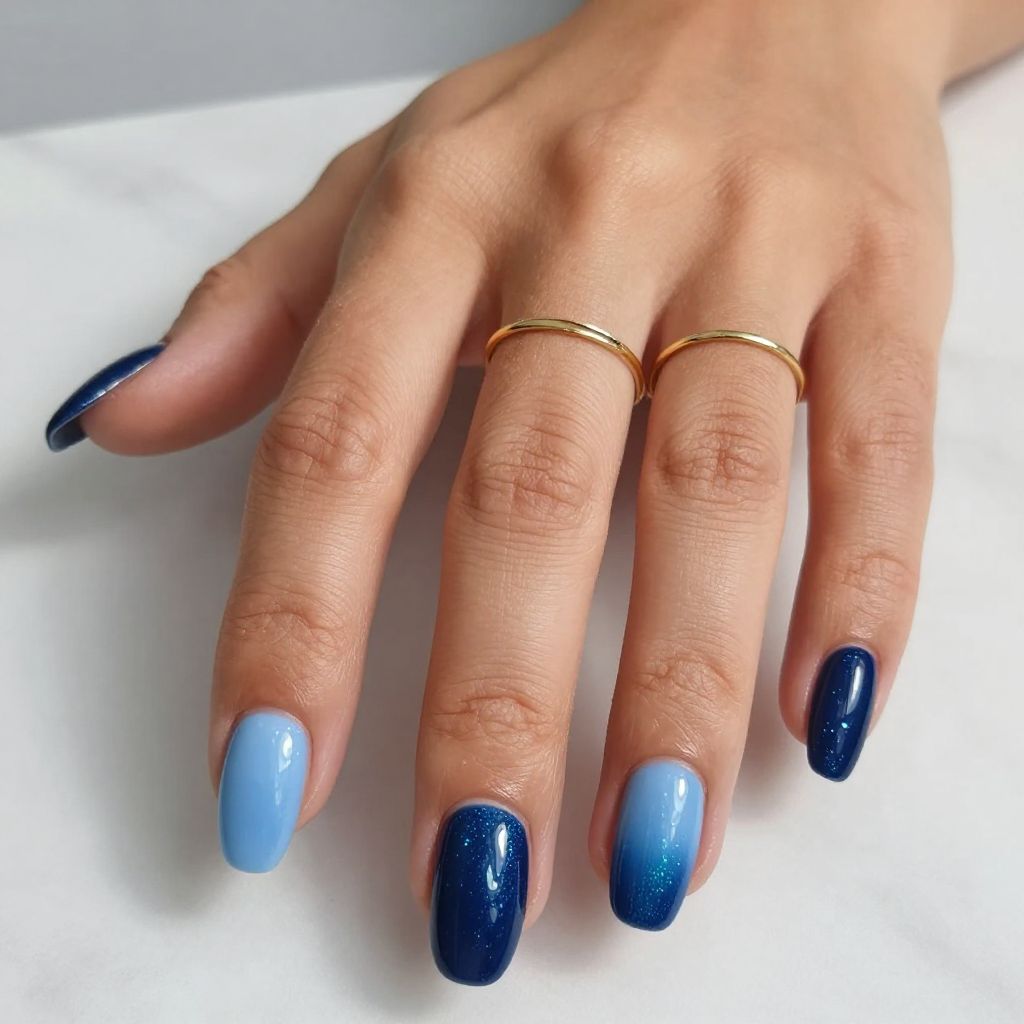 Dark blue nail design 4