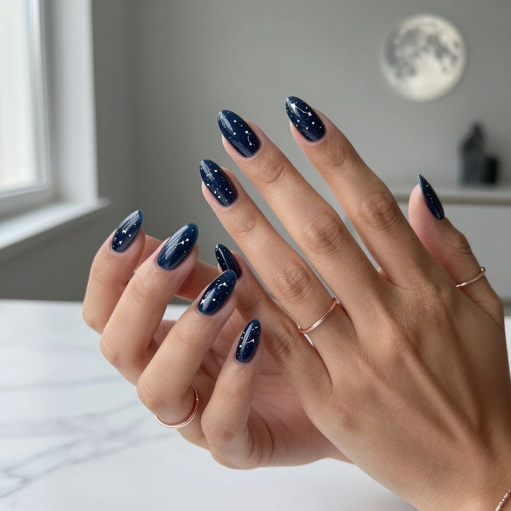Dark blue nail design 5
