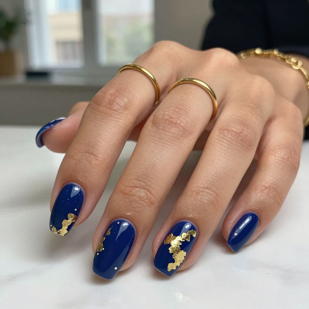 Dark blue nail design 6