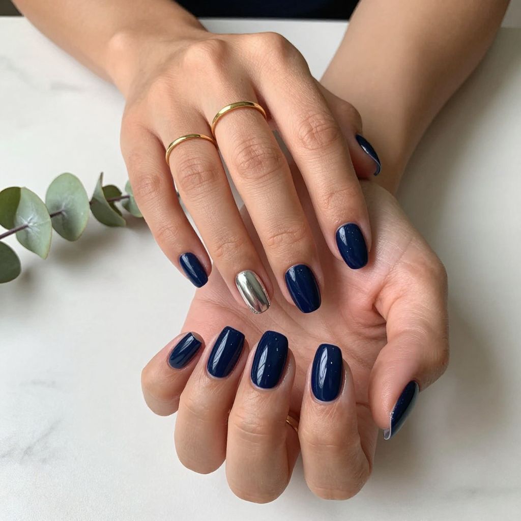 Dark blue nail design 9