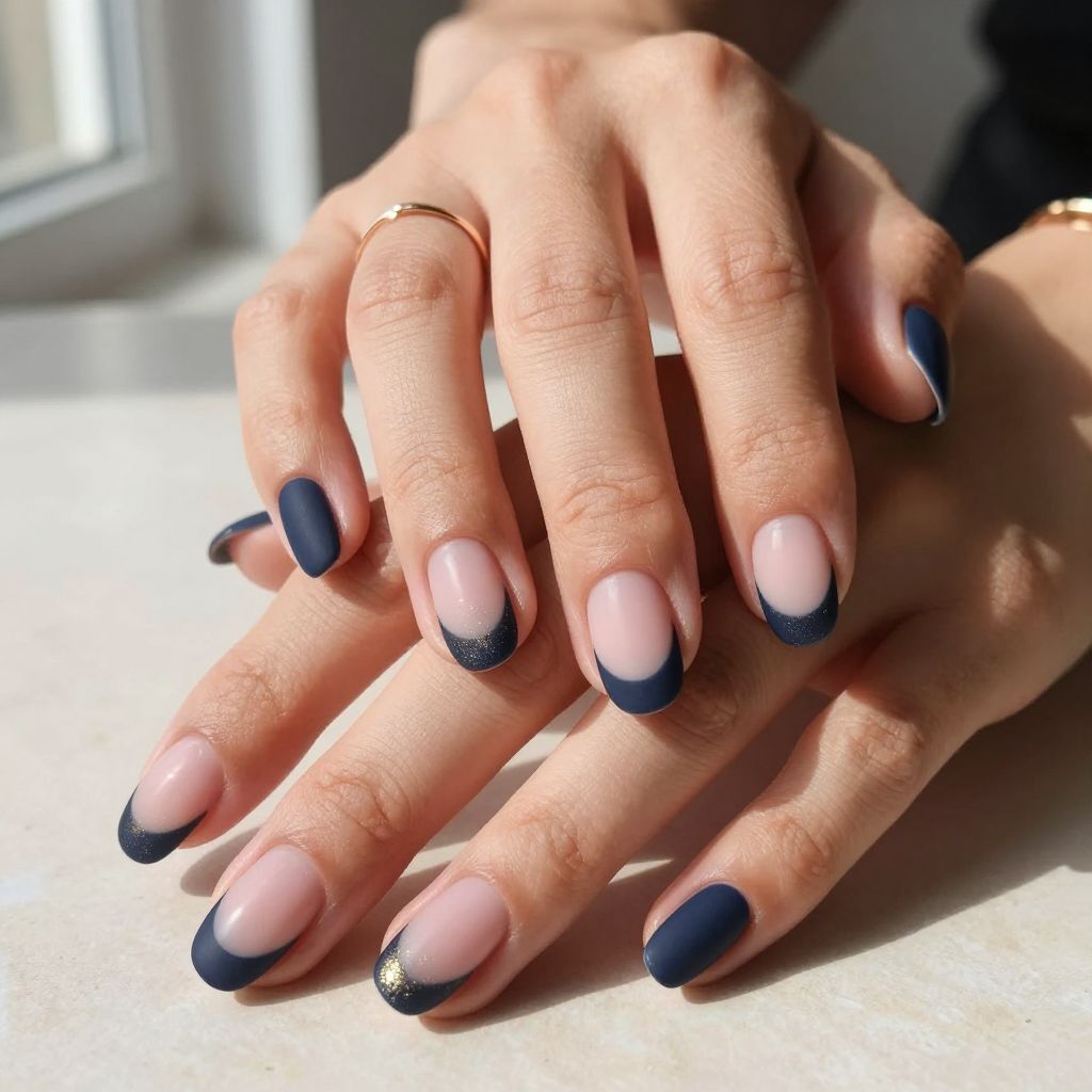Dark blue nail design 8