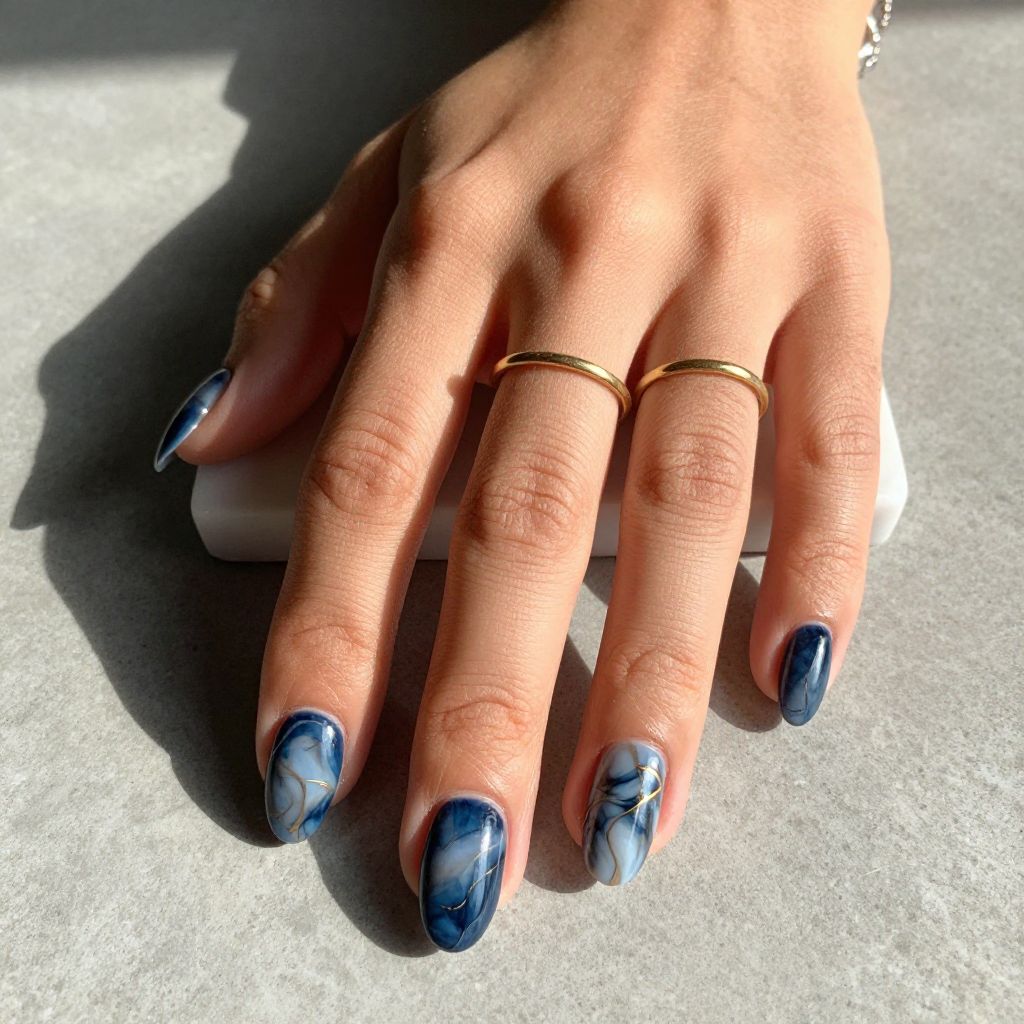 Dark blue nail design 7