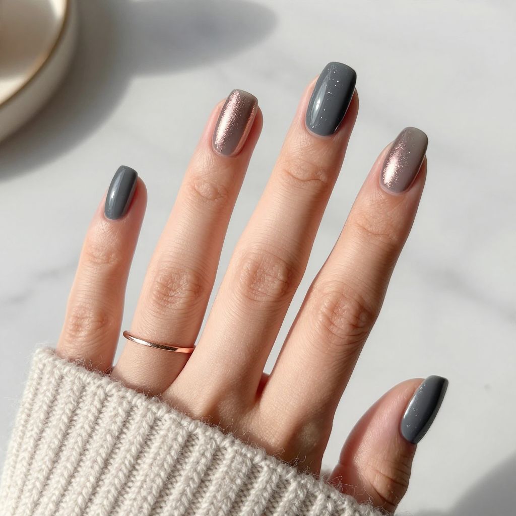 Charcoal Gray with Rose Gold Accents