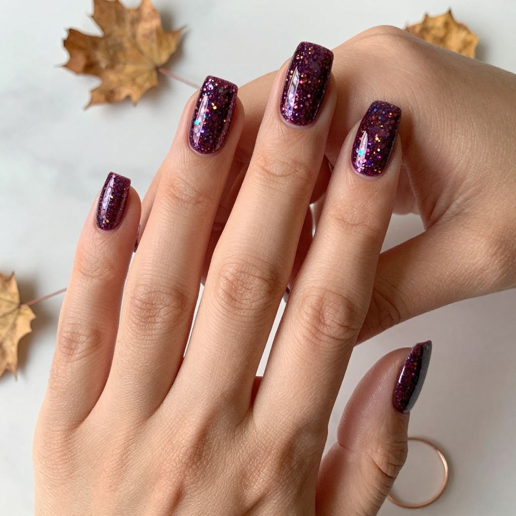 Deep Plum with Confetti Glitter Mix