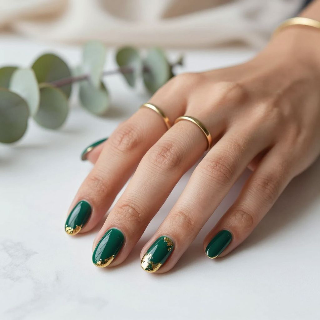 Deep Emerald with Gold Leaf Accents