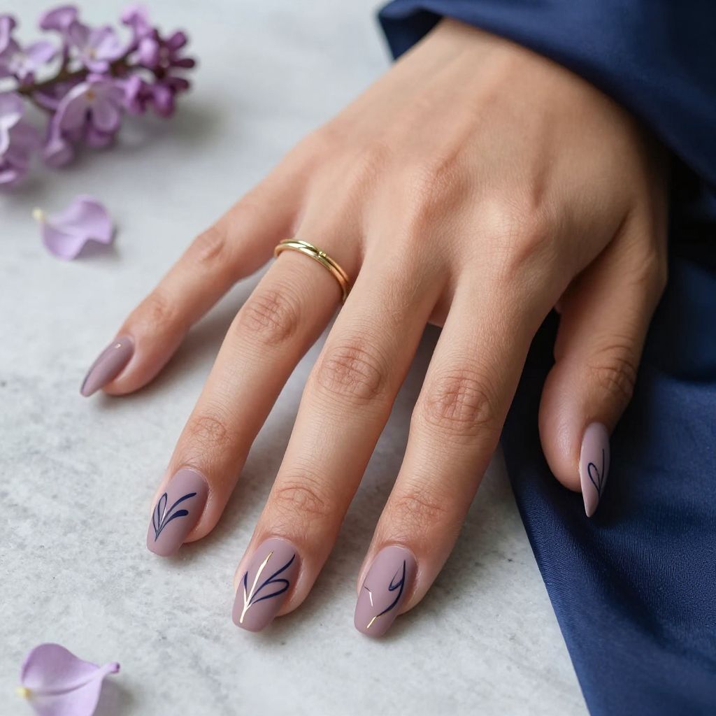 Dusty Mauve with Minimalist Line Art