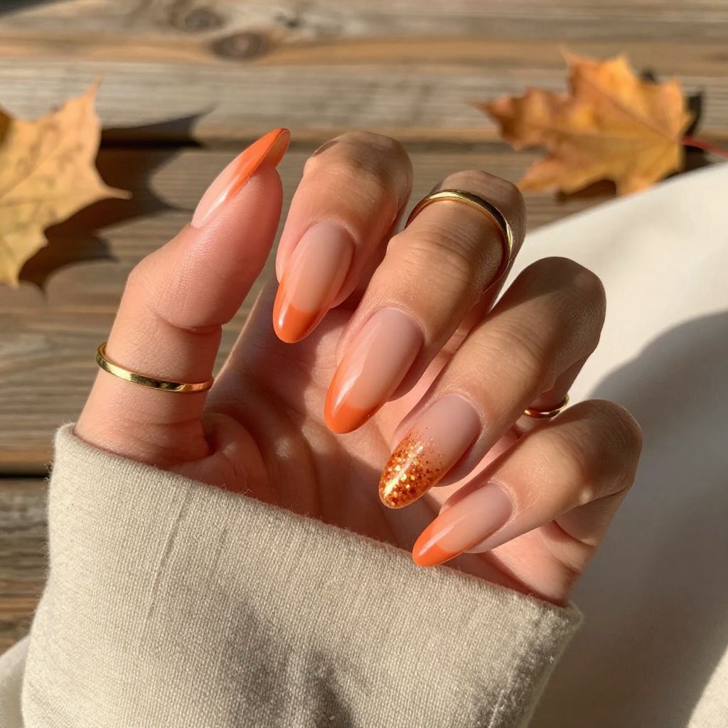 Sunset Ombre Almond Nails