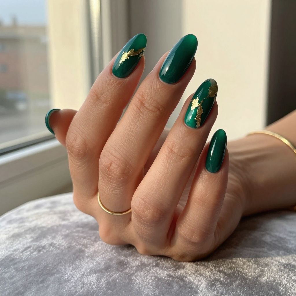 Emerald Green with Gold Leaf