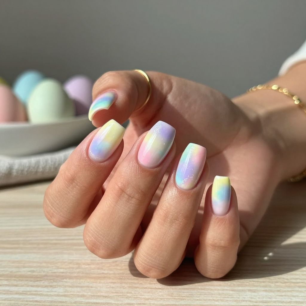 Pastel Tie Dye Easter Nails