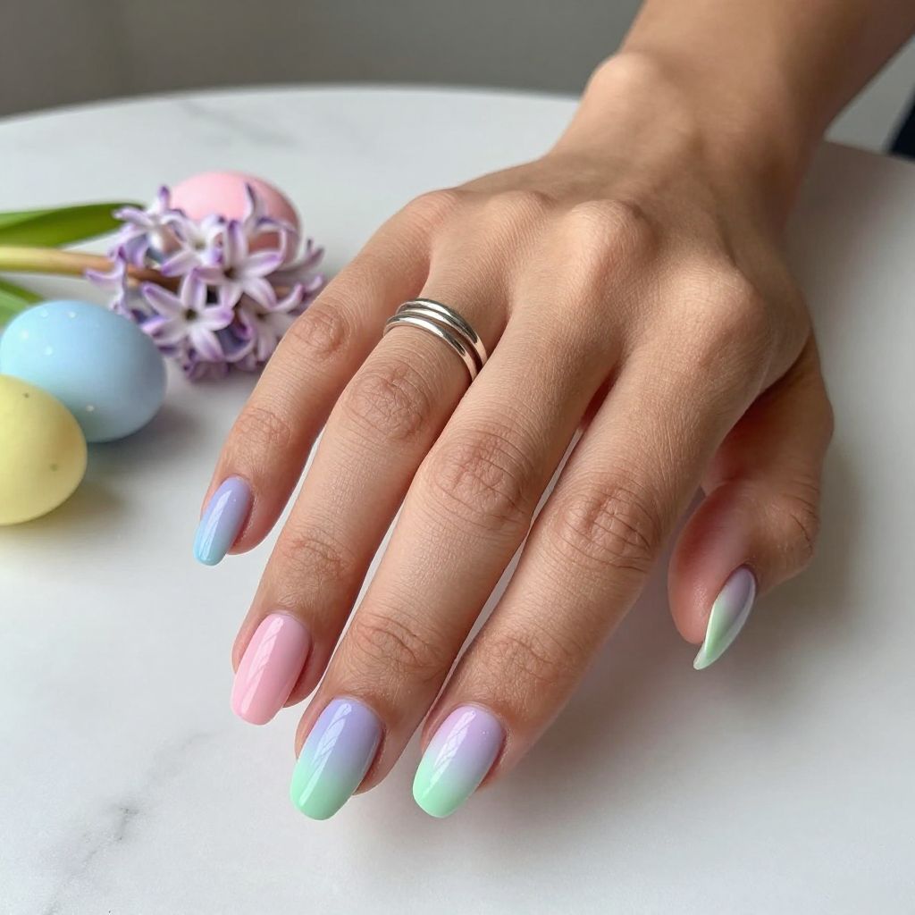 Rainbow Pastel Ombre with Glitter Fade
