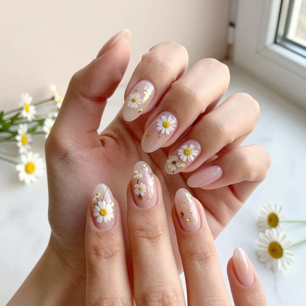 Spring Floral Pressed Flower Nails