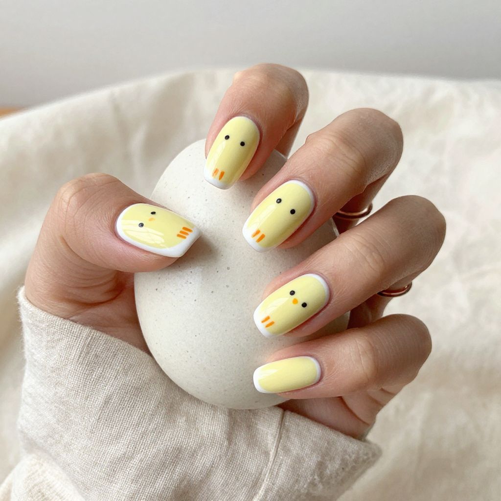 Negative Space Easter Chick Nails
