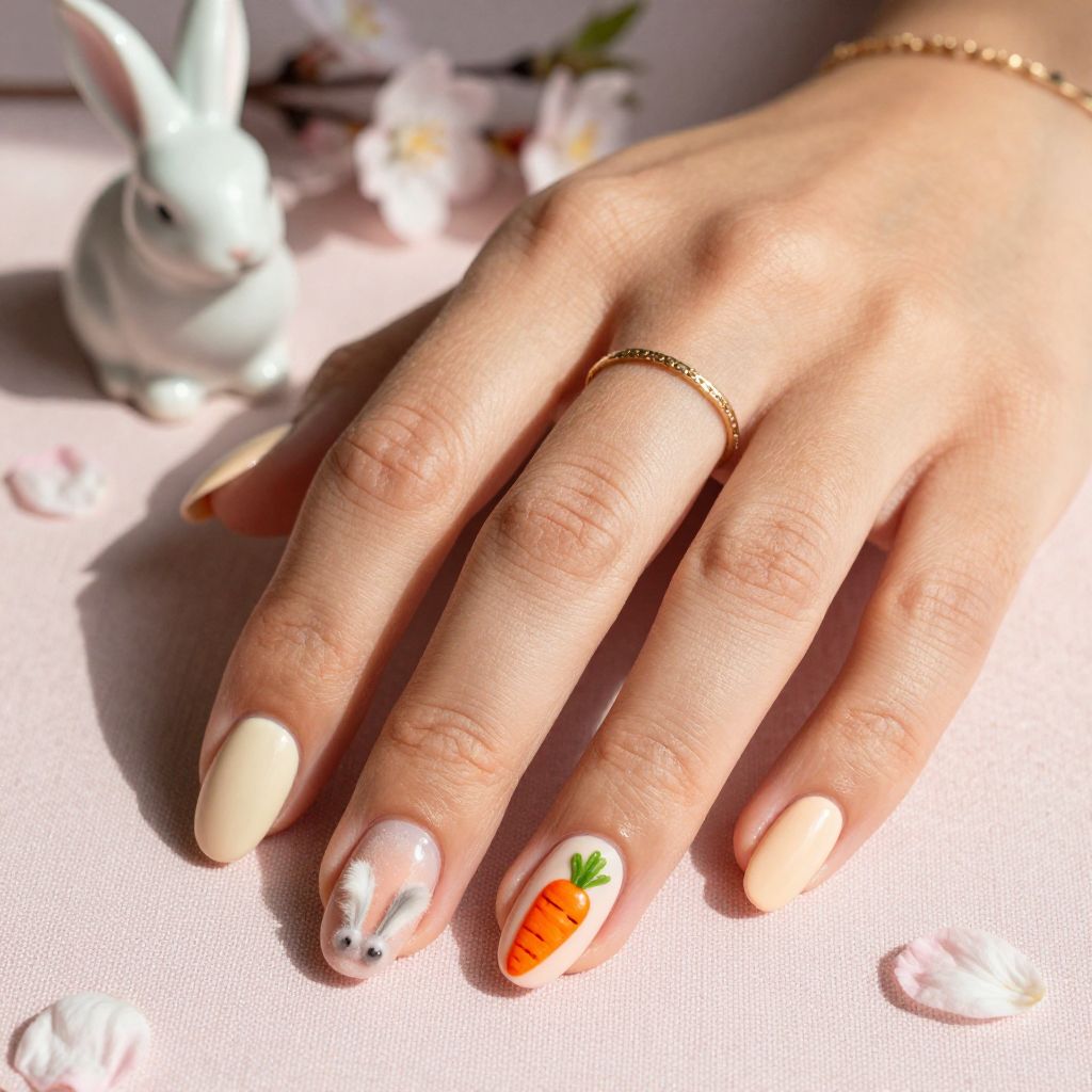 Easter Carrot and Bunny Tail Nails