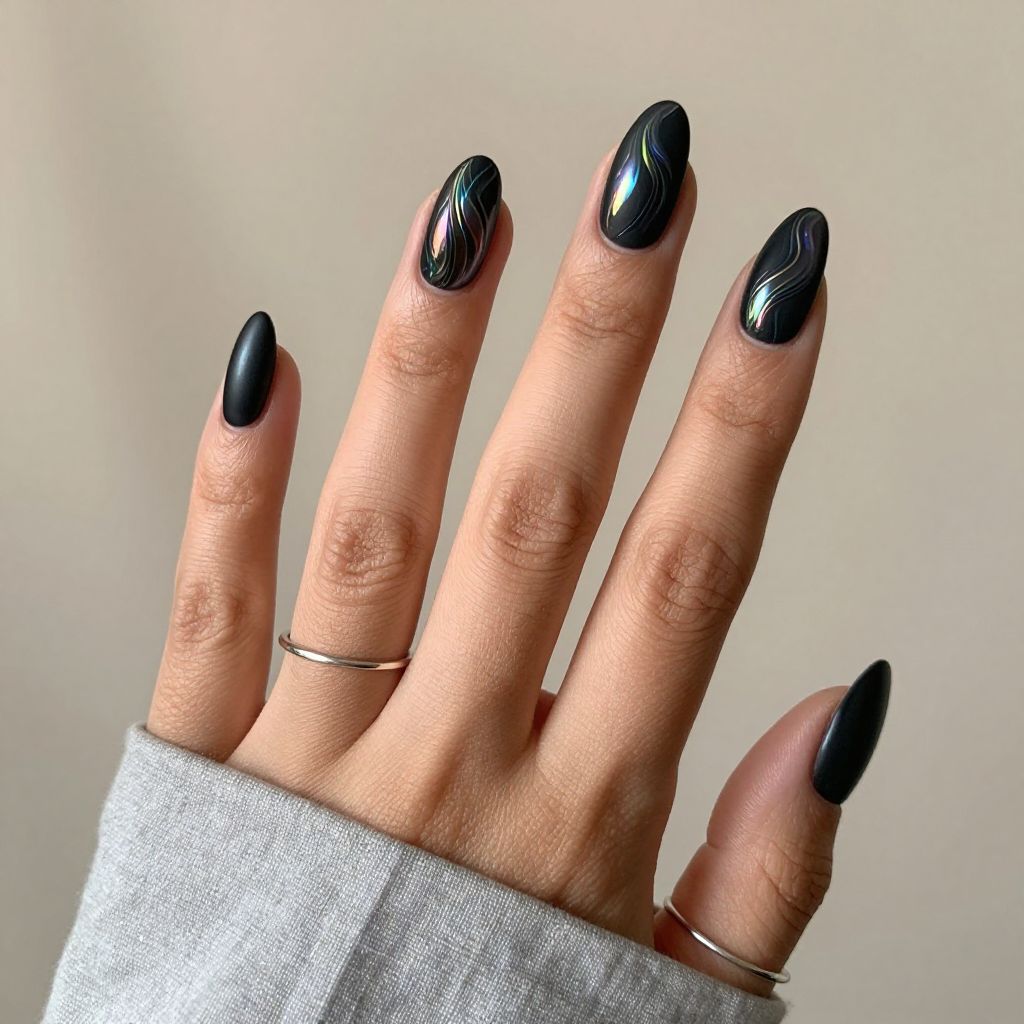 Black with Iridescent Powder Swirls