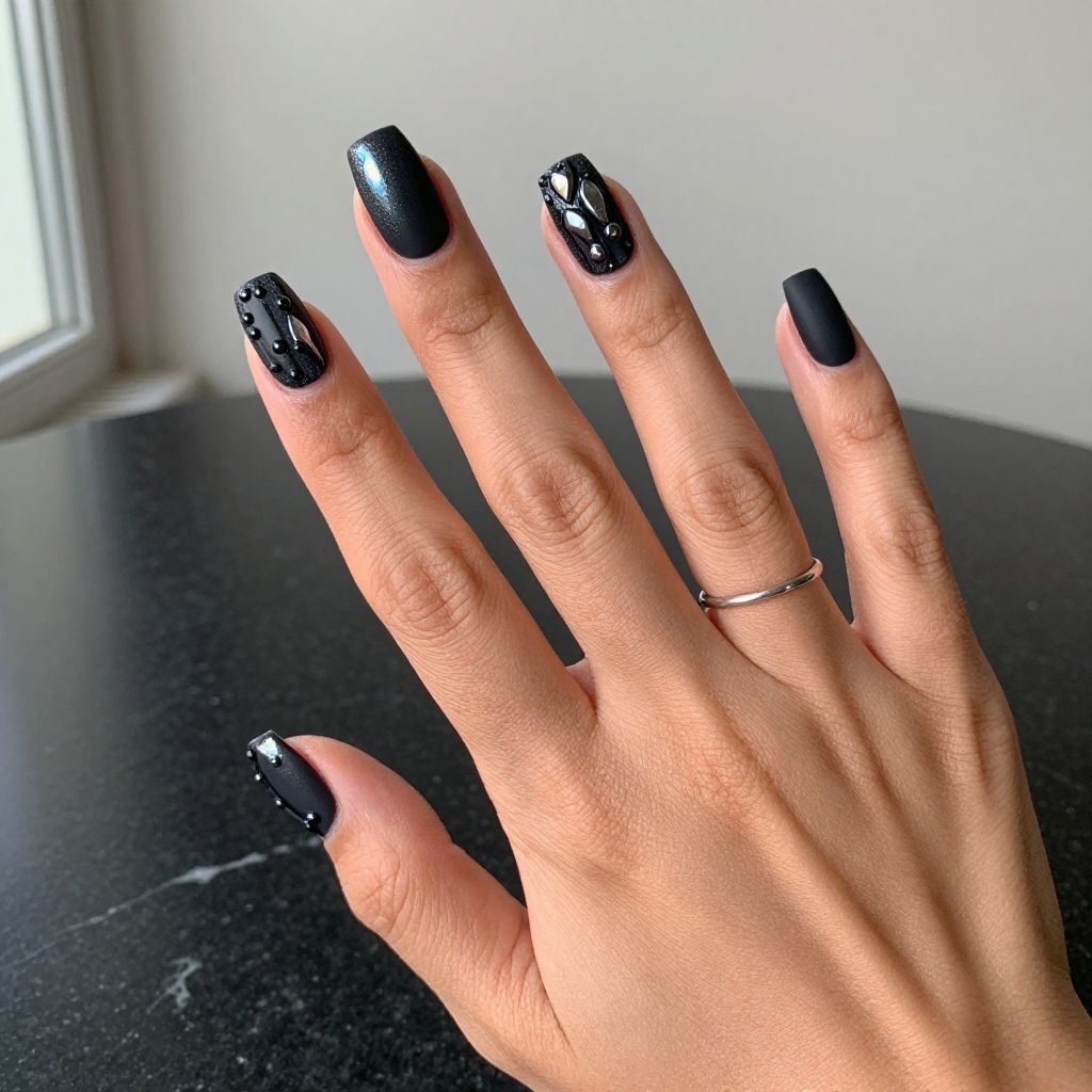 3D Black with Textured Details
